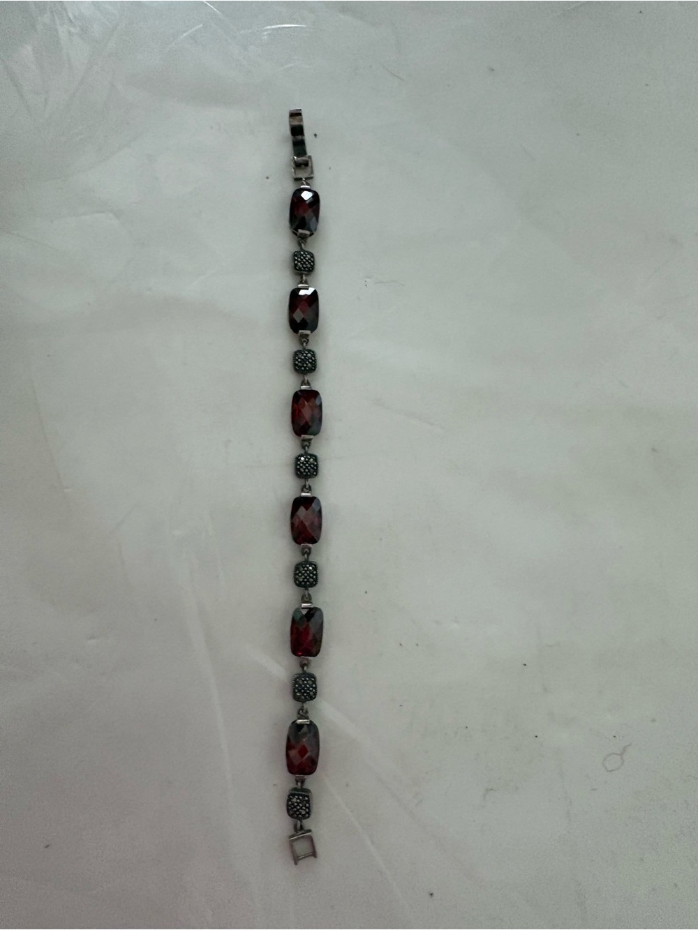 Elegant Red Crystal Link Bracelet - Women Jewelry silver 925